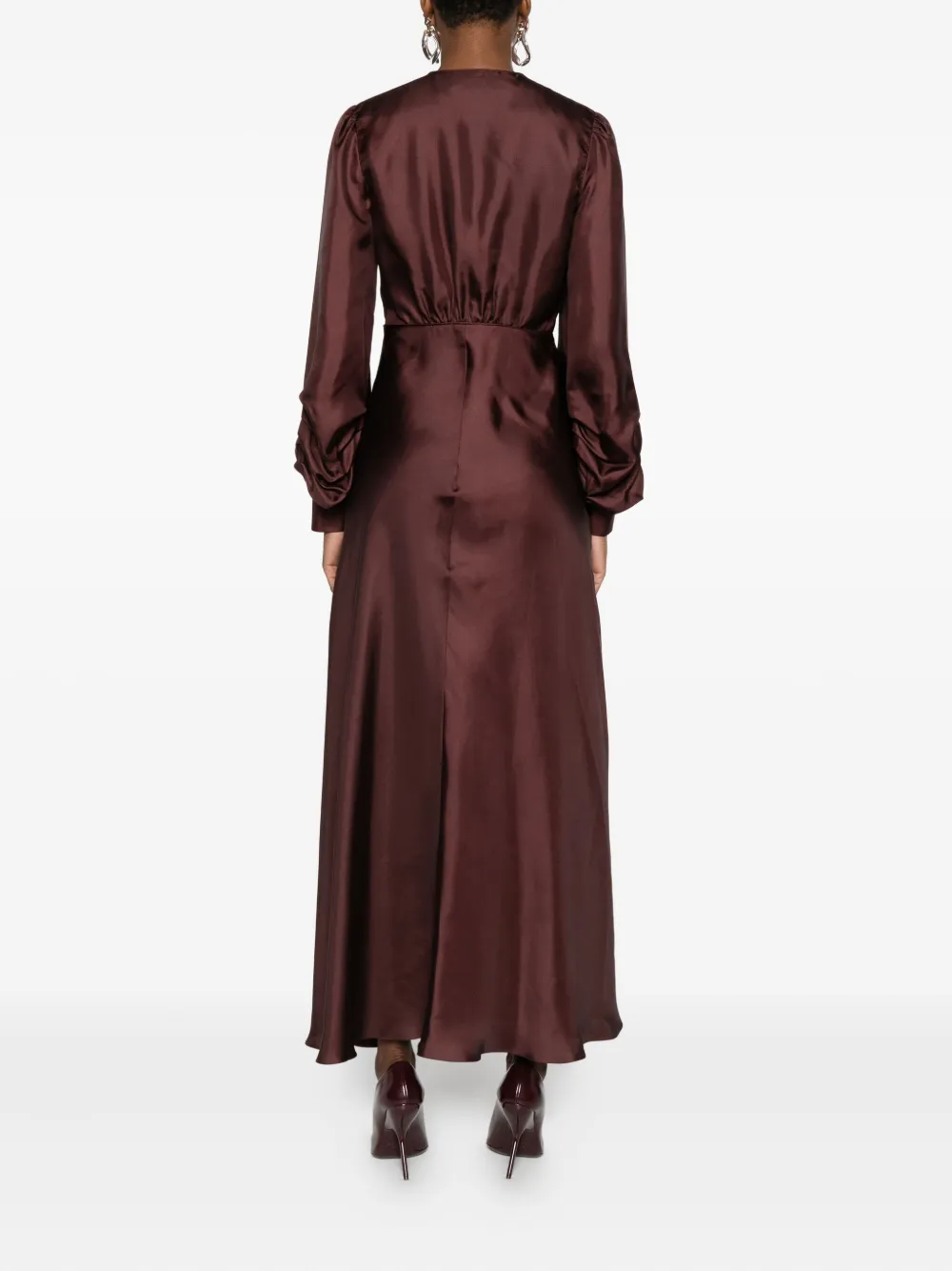 Raquel Diniz V-neck Maxi Dress In Burgundy