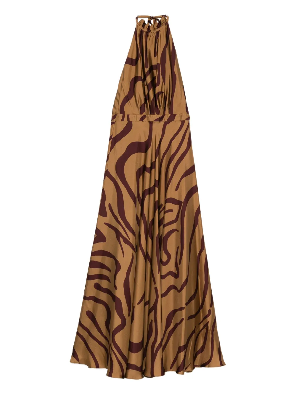 Raquel Diniz Halter-neck Swirl-print Maxi Dress In Brown