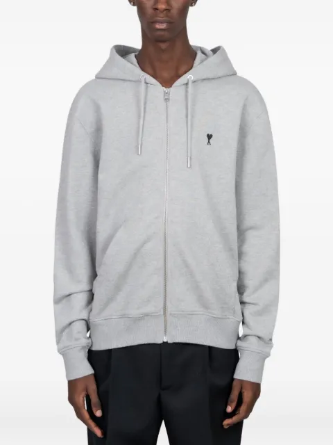 AMI Paris logo-embroidery zip-up hoodie