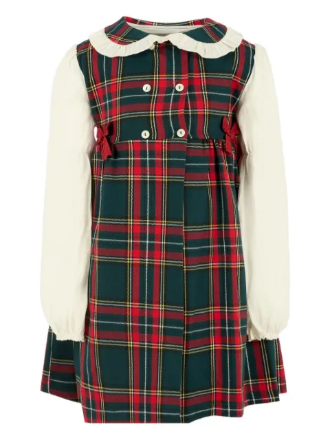 La Stupenderia plaid-check bib-collar dress
