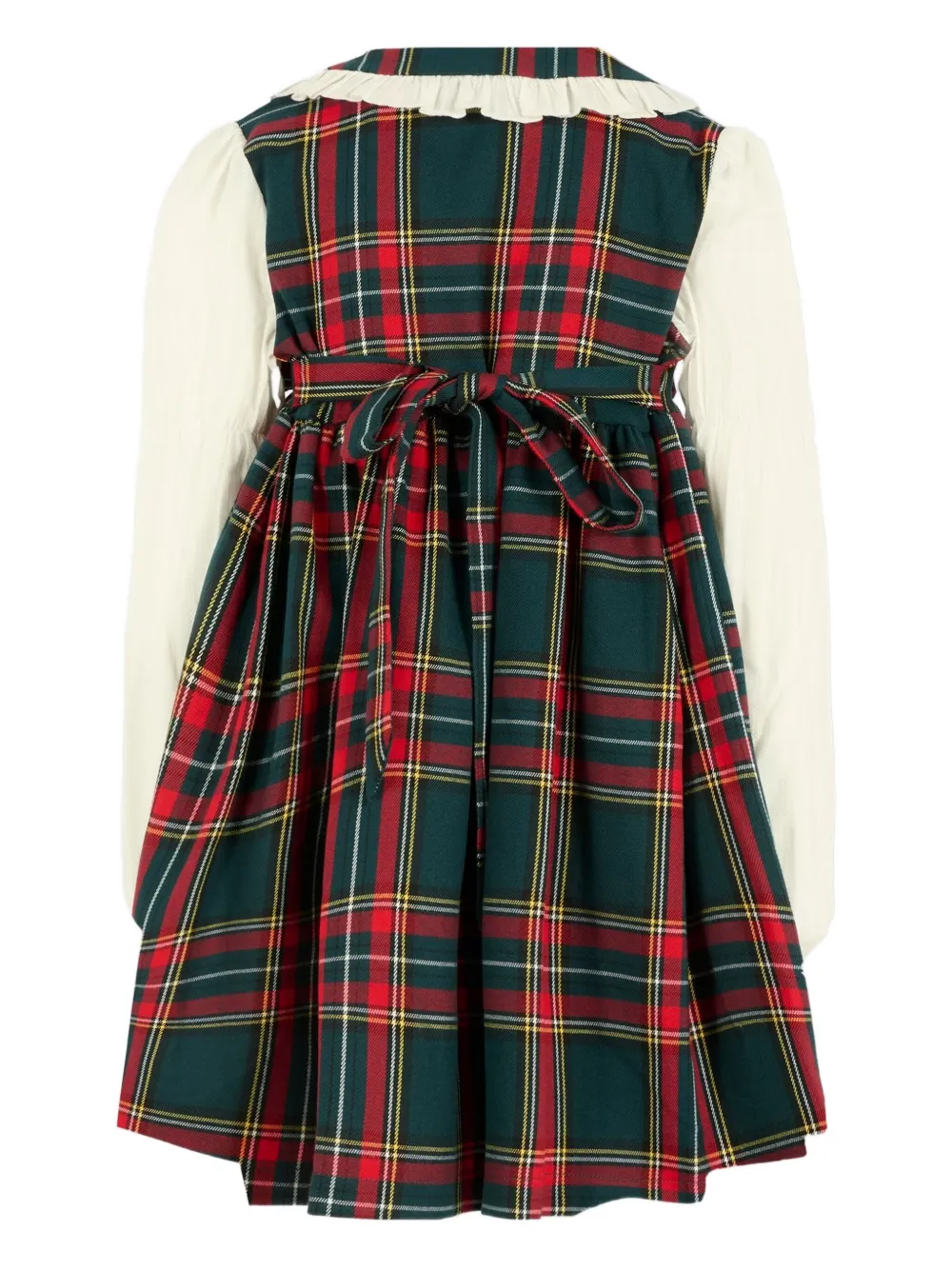La Stupenderia plaid-check bib-collar dress Groen