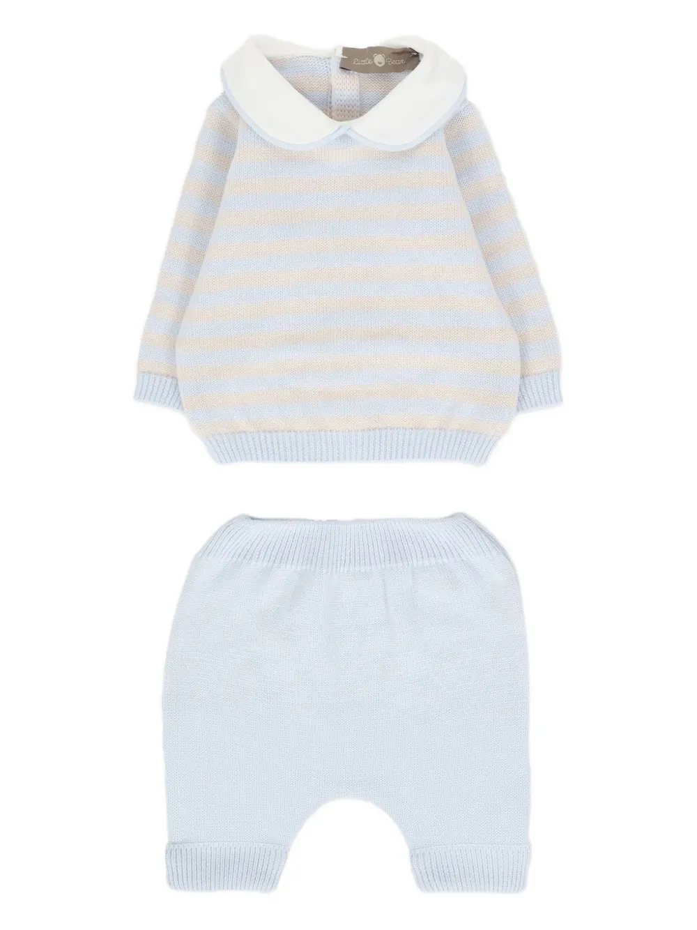Little Bear Gestreepte trui en broek met Peter Pan kraag Blauw