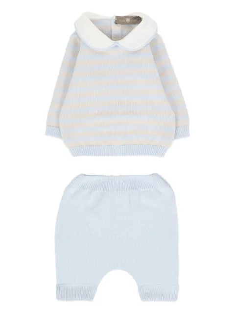 Little Bear Peter Pan-collar striped sweater and trousers