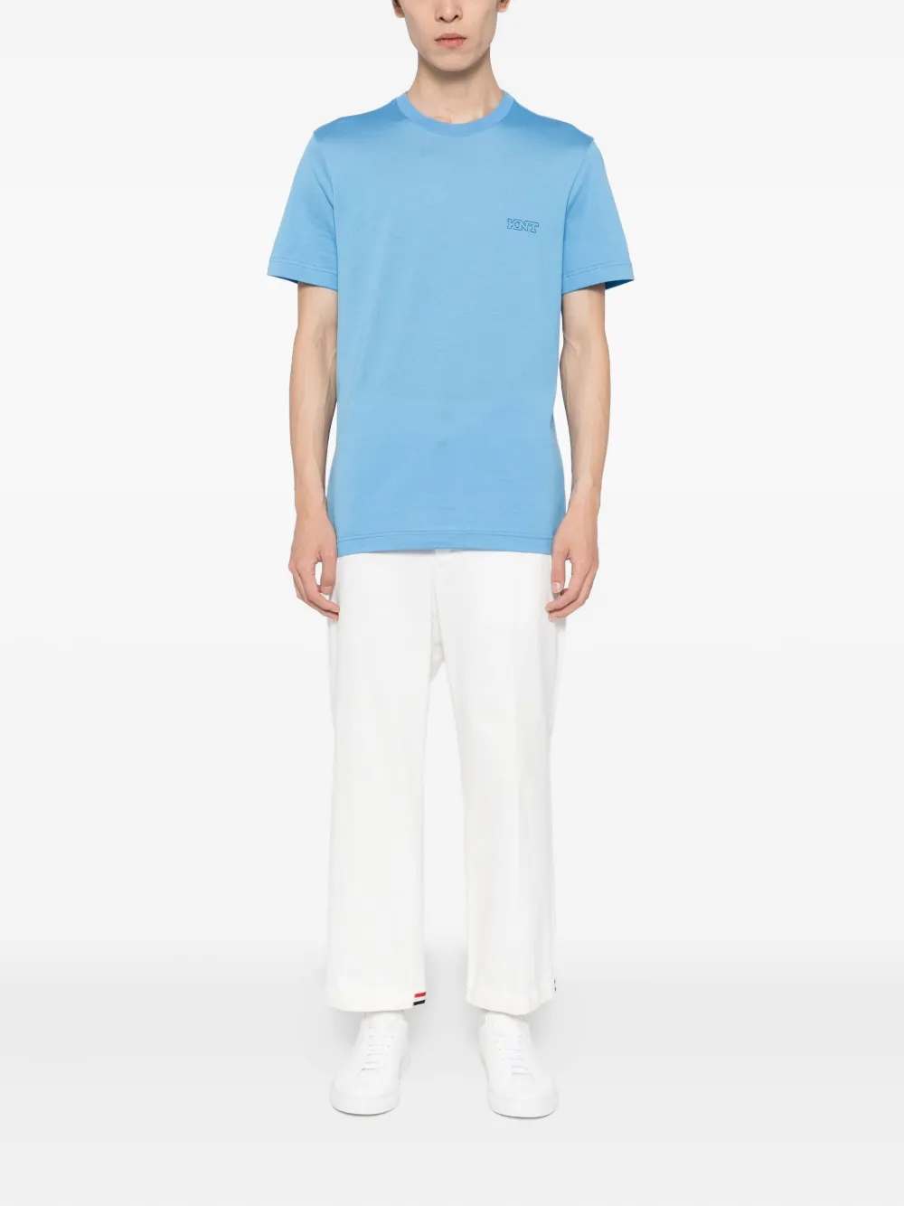 Kiton T-shirt met geborduurd logo - Blauw