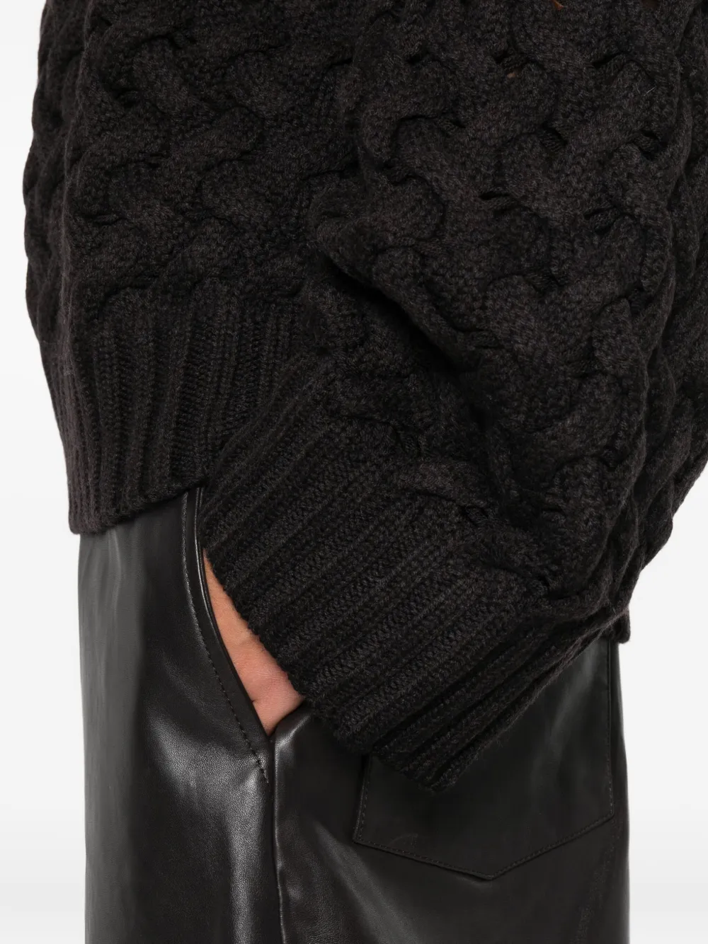 P.a.r.o.s.h Turtleneck Open-knit Sweater In Black