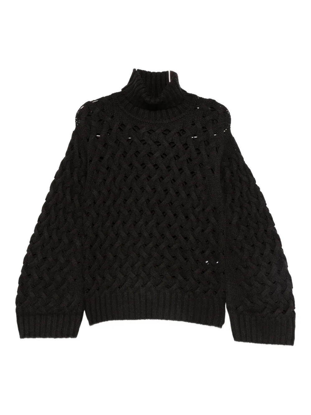 P.a.r.o.s.h Turtleneck Open-knit Sweater In Black