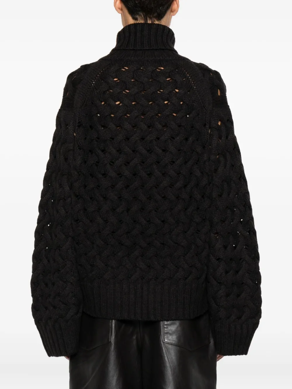 P.a.r.o.s.h Turtleneck Open-knit Sweater In Black