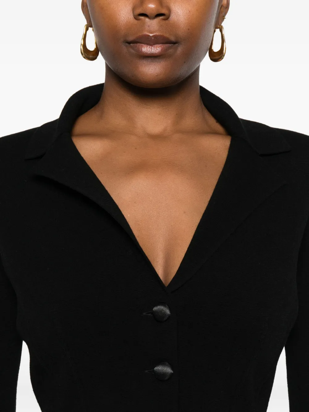 Elisabetta Franchi Button-fastening Fitted Jacket In Black
