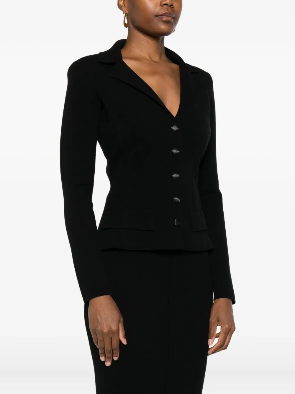 Elisabetta Franchi Button-fastening Fitted Jacket In Black