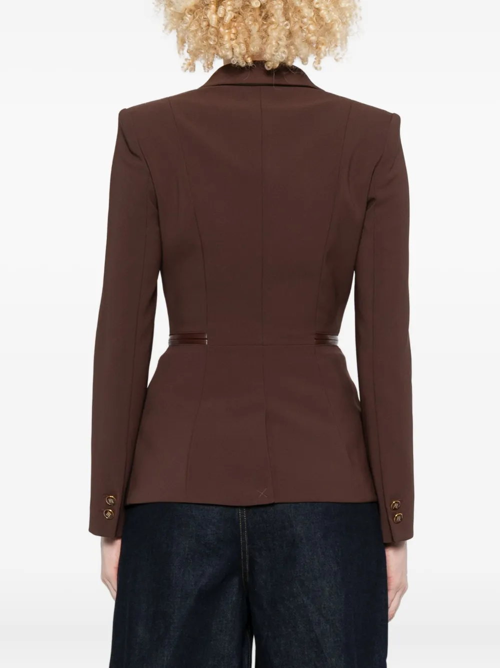 Elisabetta Franchi Double-breasted Zip-detail Jacket In Brown