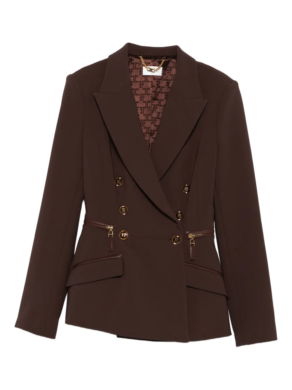 Elisabetta Franchi double-breasted zip-detail jacket - Marrone