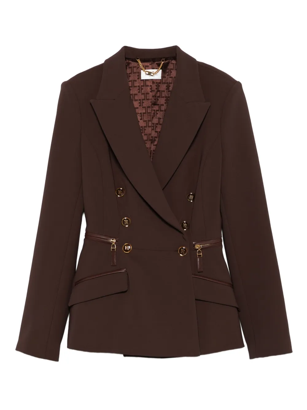 Elisabetta Franchi double-breasted zip-detail jacket | Brown | Image 1
