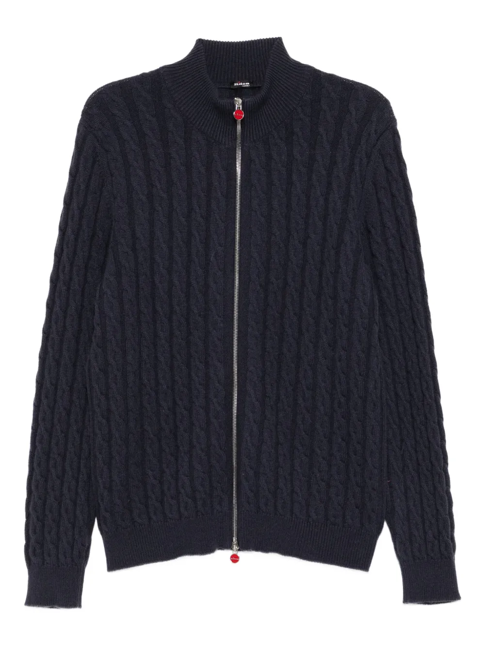 Kiton cable-knit zip-up cardigan | Blue | Image 1