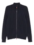 Kiton cable-knit zip-up cardigan - Blue