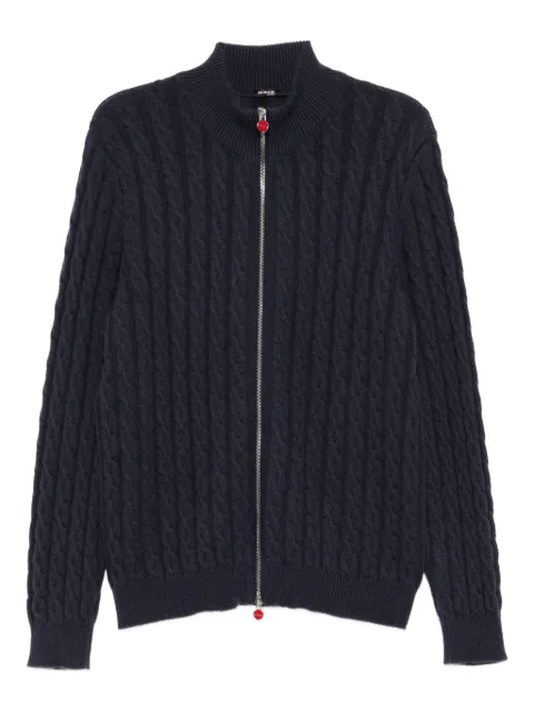 Kiton cable-knit zip-up cardigan