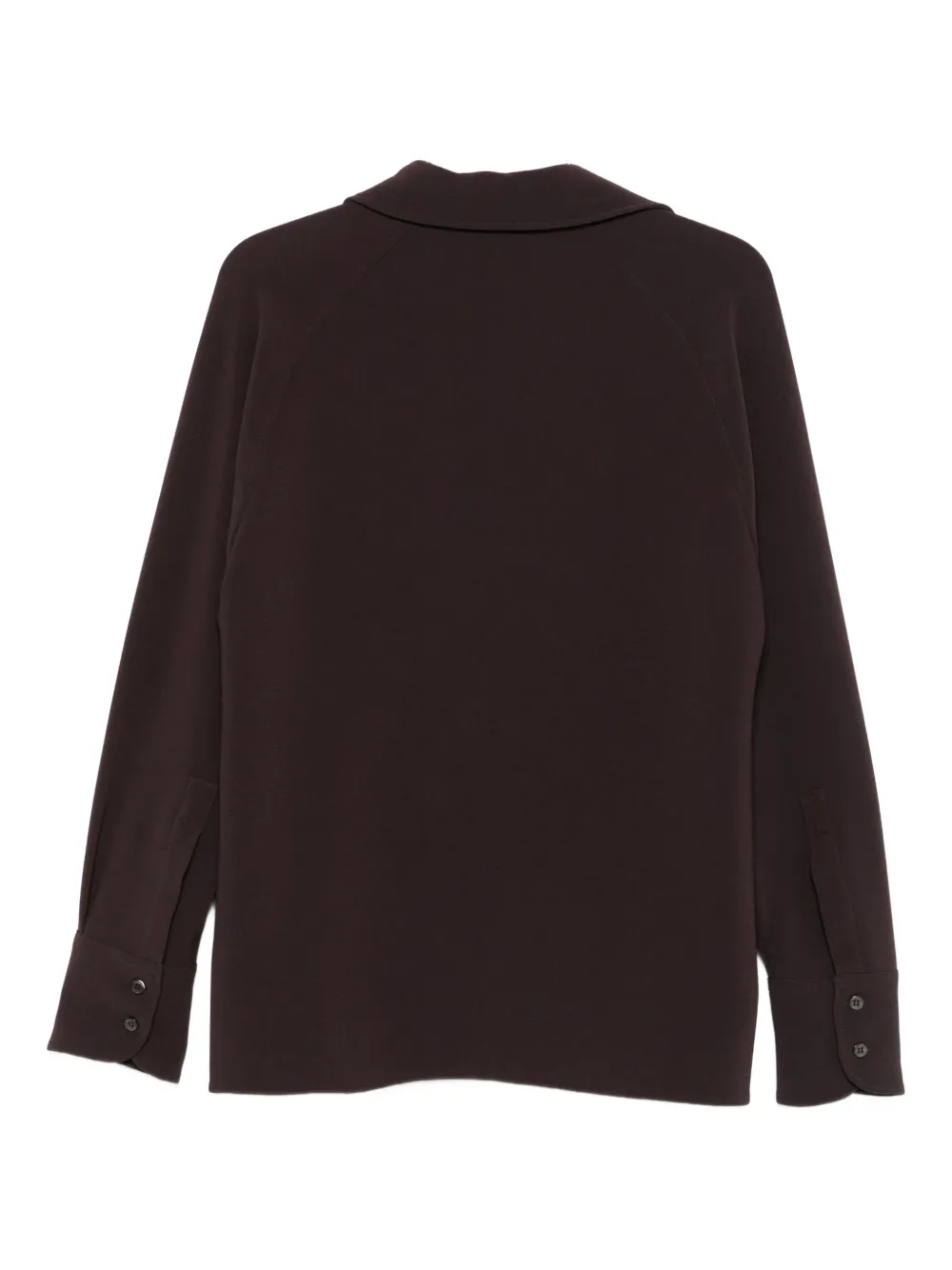 Alberto Biani Collared Long-sleeve Top In Brown