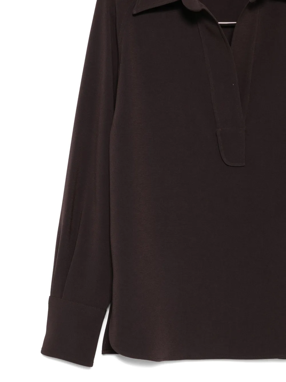 Alberto Biani Collared Long-sleeve Top In Brown