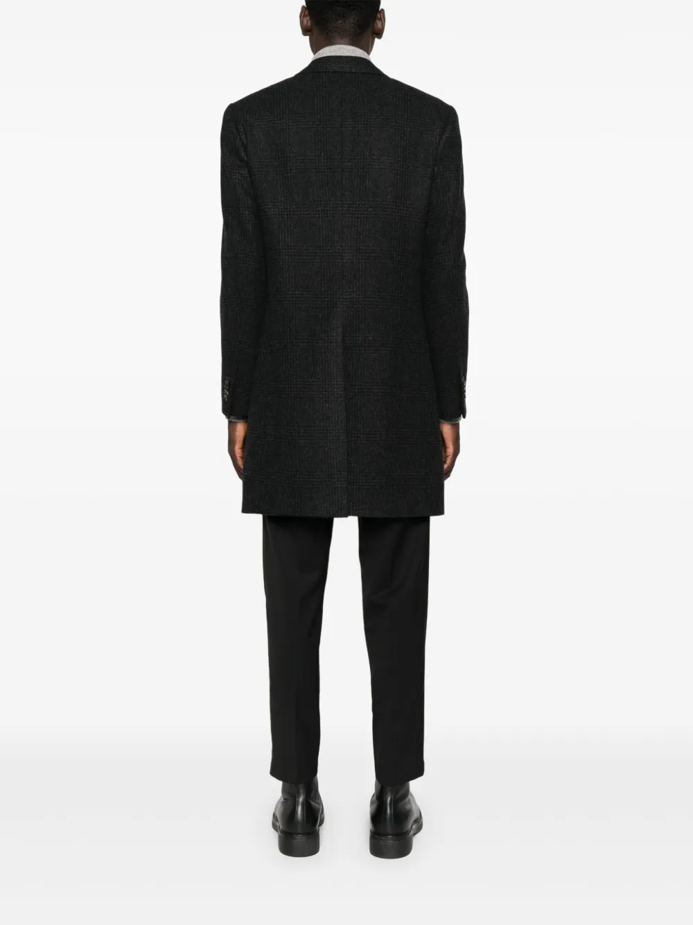 Corneliani Geruite jas met knopen Grijs