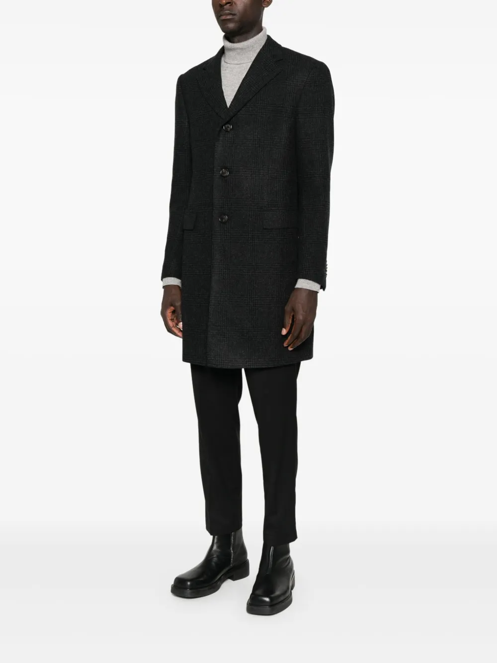 Corneliani Geruite jas met knopen Grijs