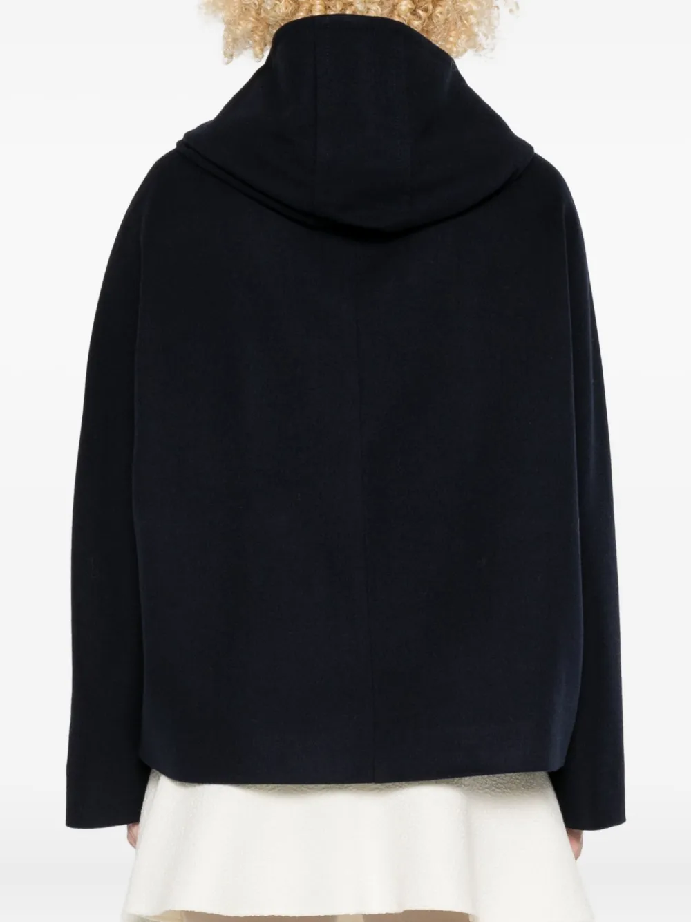 Alberto Biani Hooded Double-breasted Coat In Blue