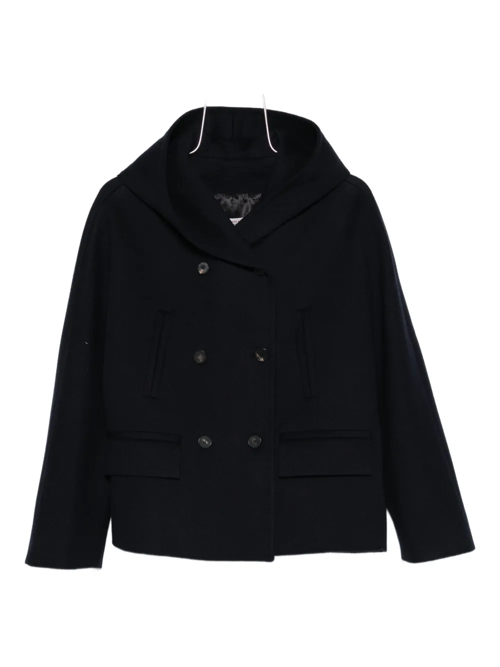 Alberto Biani Hooded Double-breasted Coat In Blue