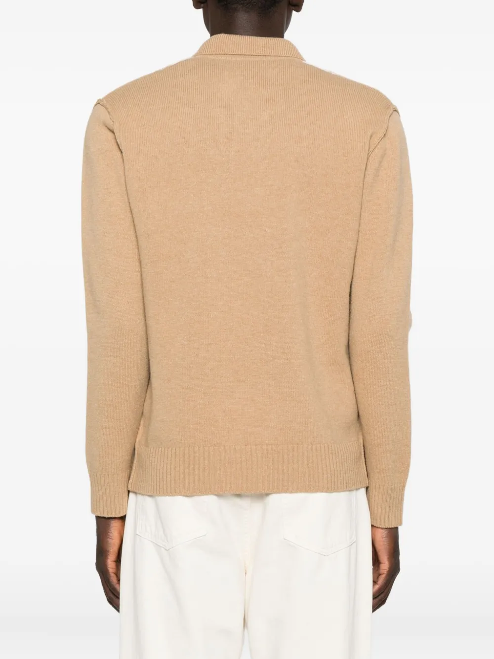 Paolo Pecora Poloshirt met diamantvormig patroon Beige