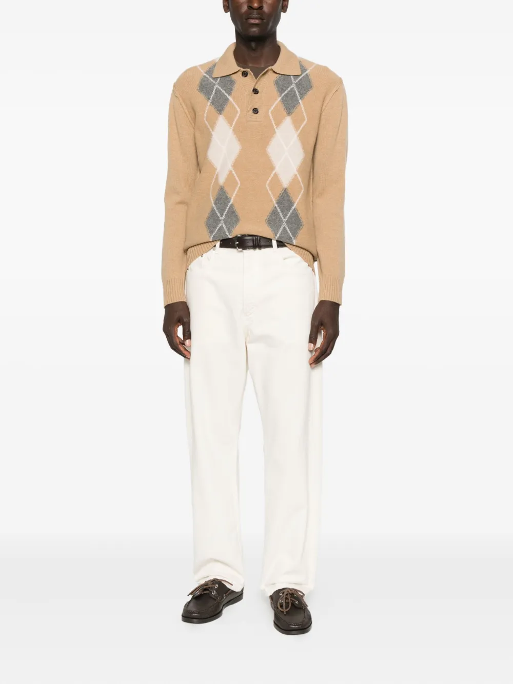Paolo Pecora diamond-pattern polo-neck polo shirt - Beige