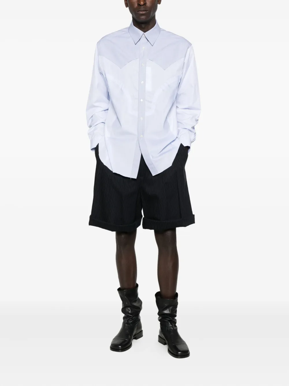 Maison Margiela two-tone yoke shirt - Blauw