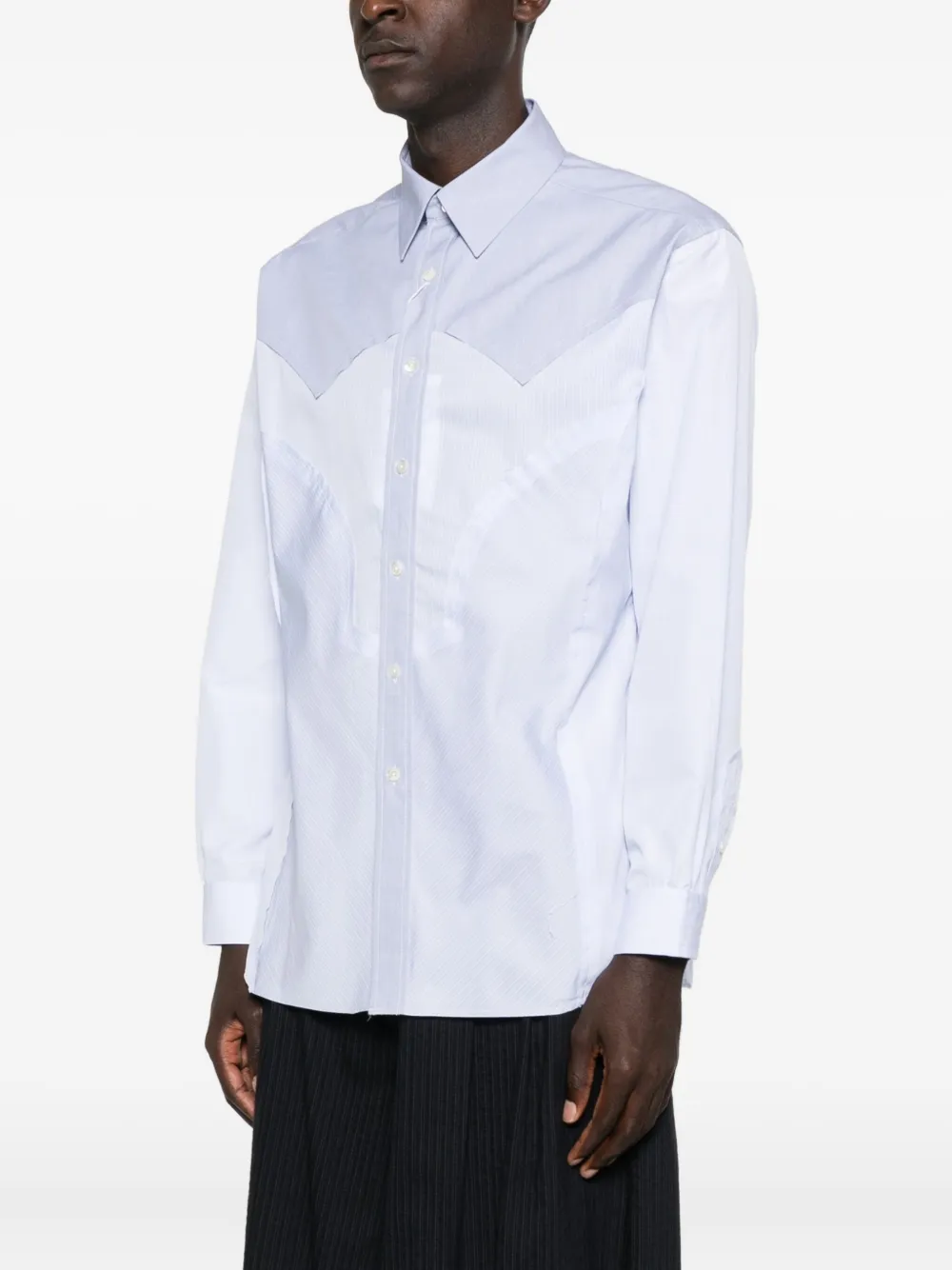 Maison Margiela Tweekleurig overhemd met yoke-detail Blauw