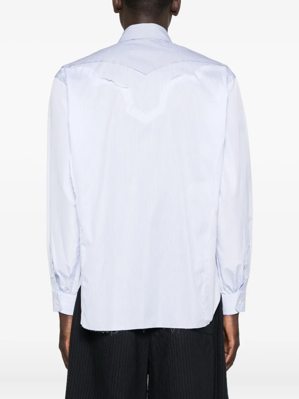 Maison Margiela Tweekleurig overhemd met yoke-detail Blauw