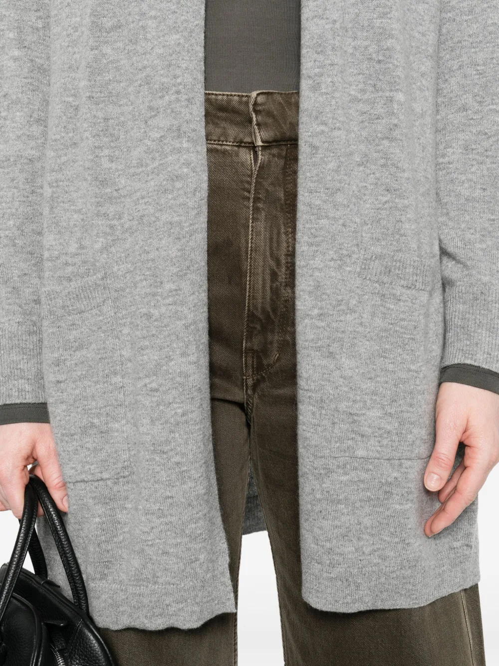 Allude Vest met opgestikte zak en open voorkant Grijs