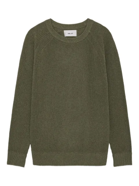 NN07 suéter tejido de canalé con mangas raglán