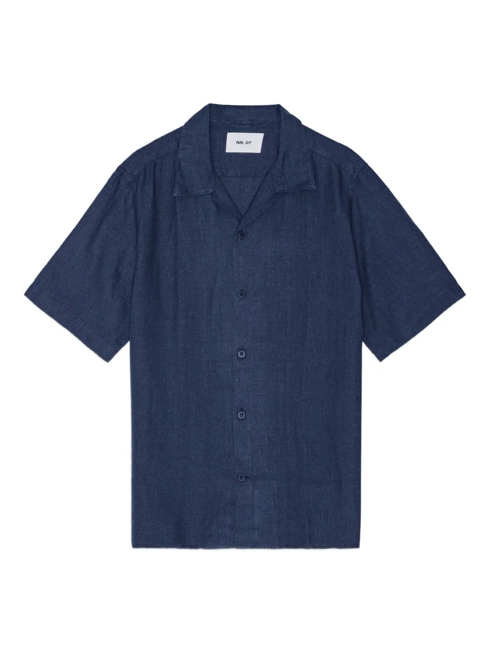 NN07 Linnen overhemd met reverskraag Blauw