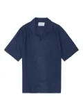 NN07 revere-collar linen shirt - Blue