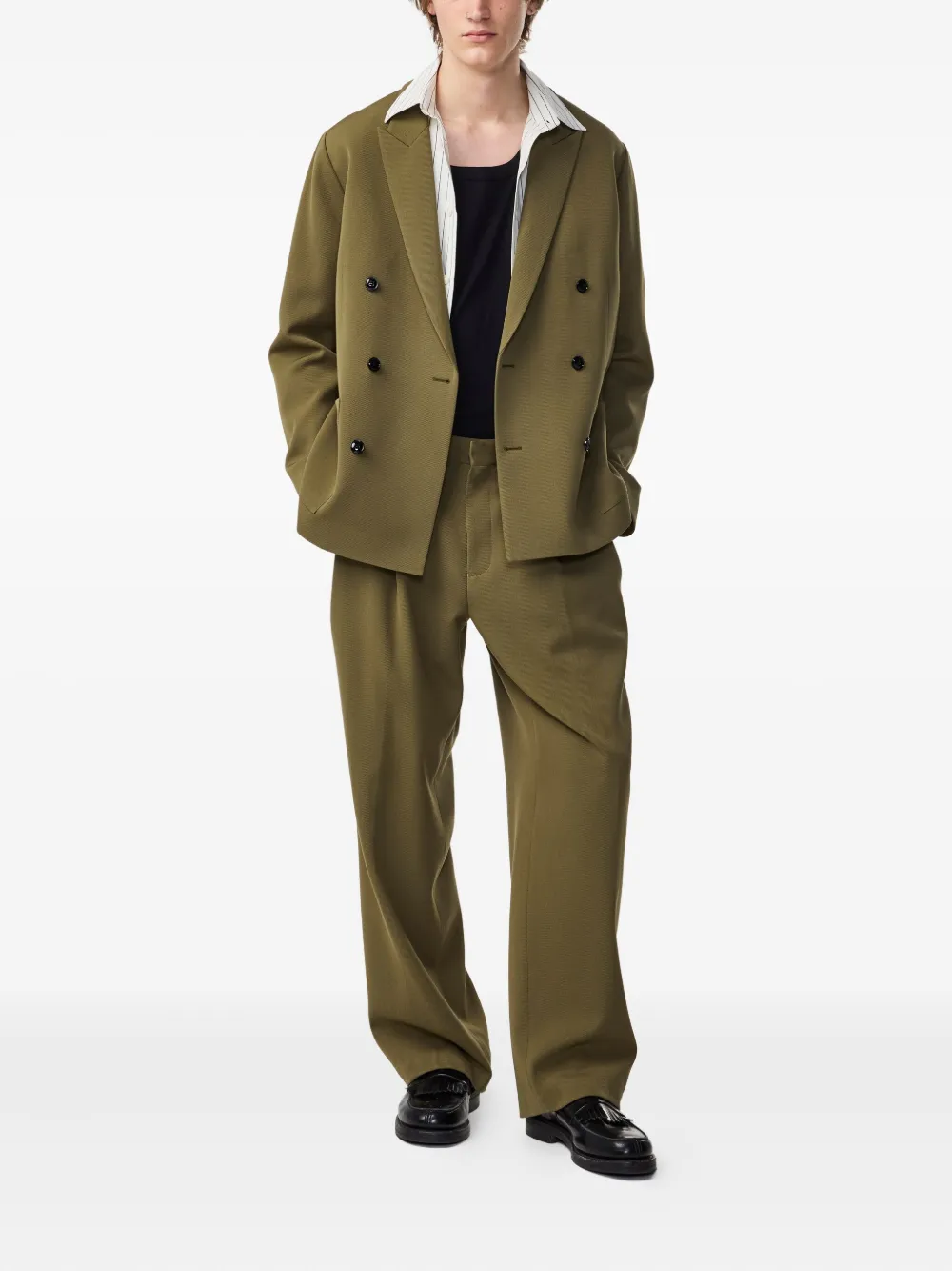 NN07 Justin broek met geplooide voorkant Groen
