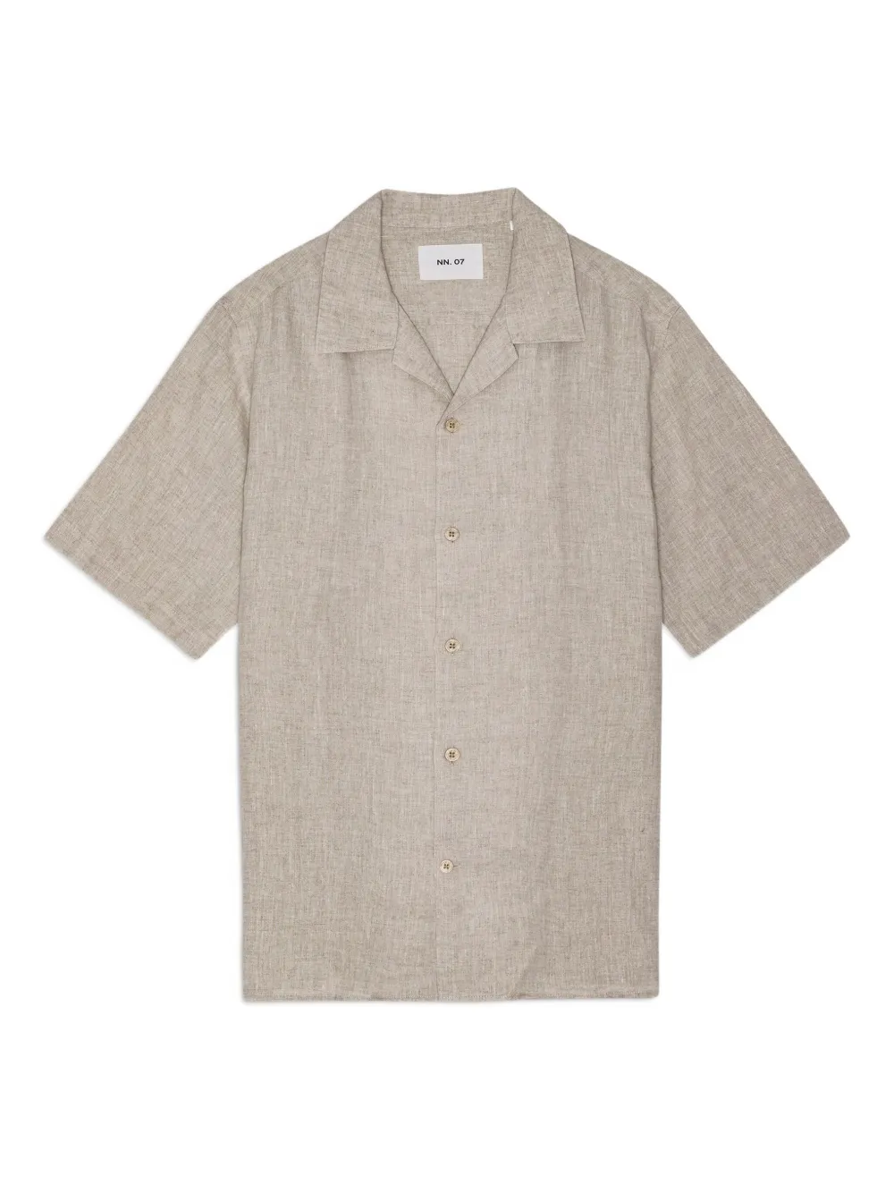 NN07 Julio linnen overhemd met korte mouwen Beige
