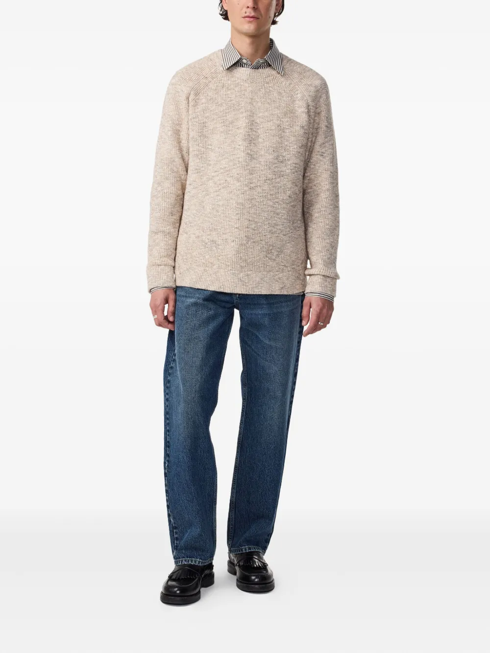 NN07 Bouclé trui met raglan mouwen - Beige
