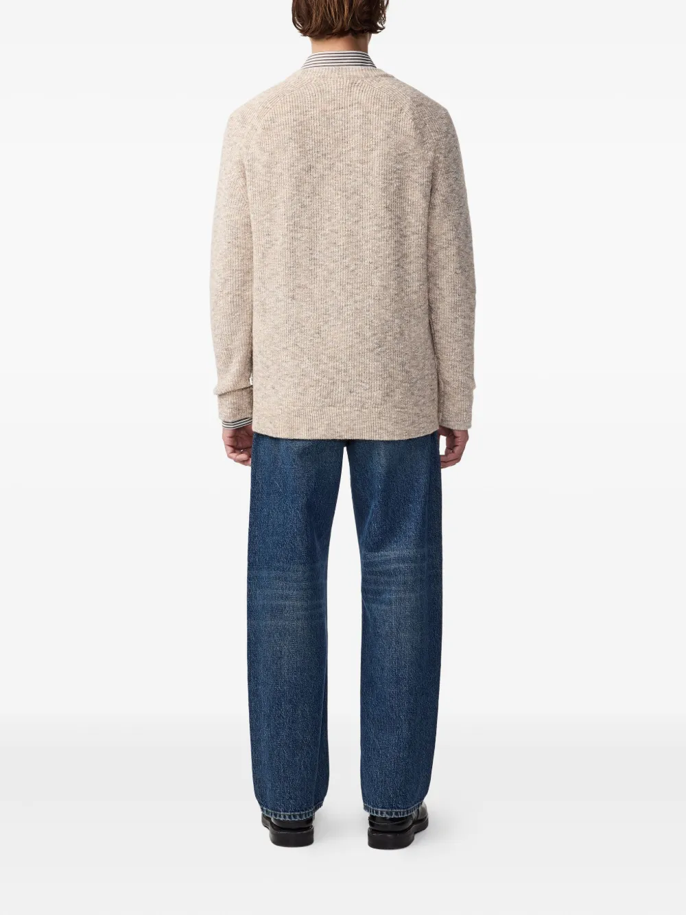 NN07 Bouclé trui met raglan mouwen Beige