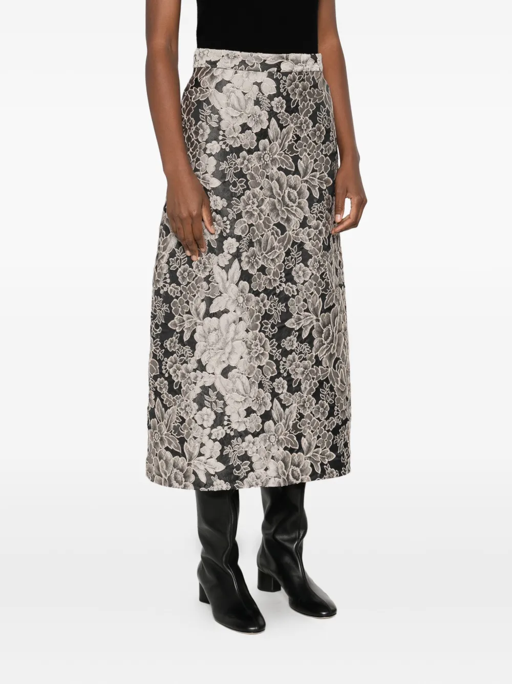 Lunatica Milano Floral-print Maxi Skirt In Neutral