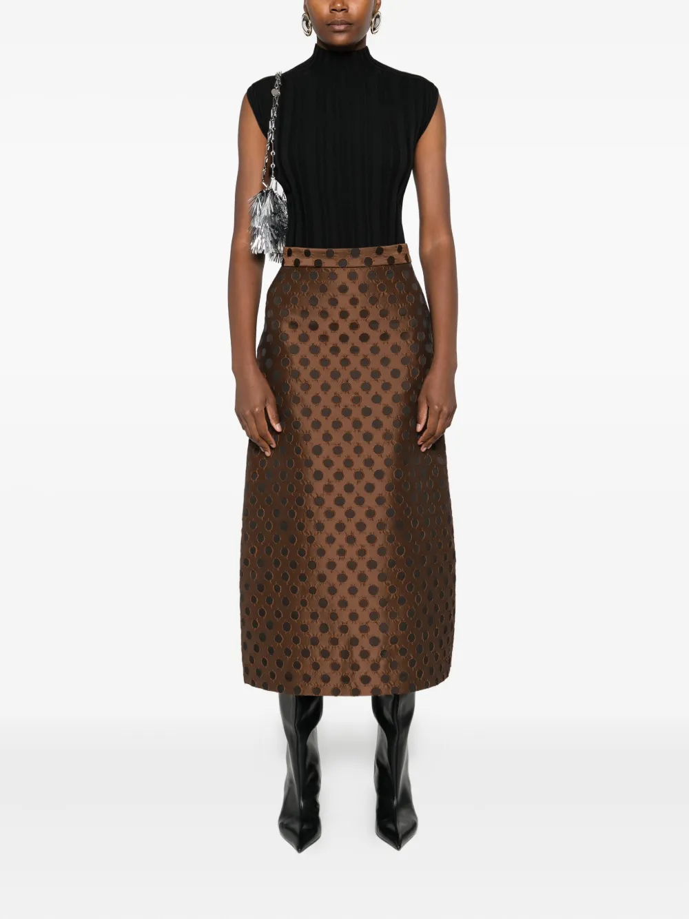 Lunatica Milano Maxi-rok met stippen - Bruin