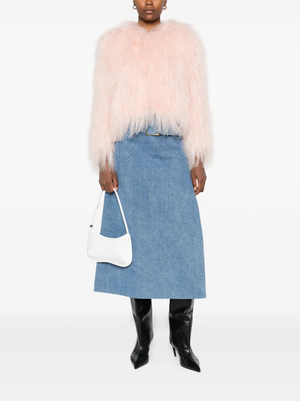 Numerootto Fluffy-textured Cropped Jacket In Pink