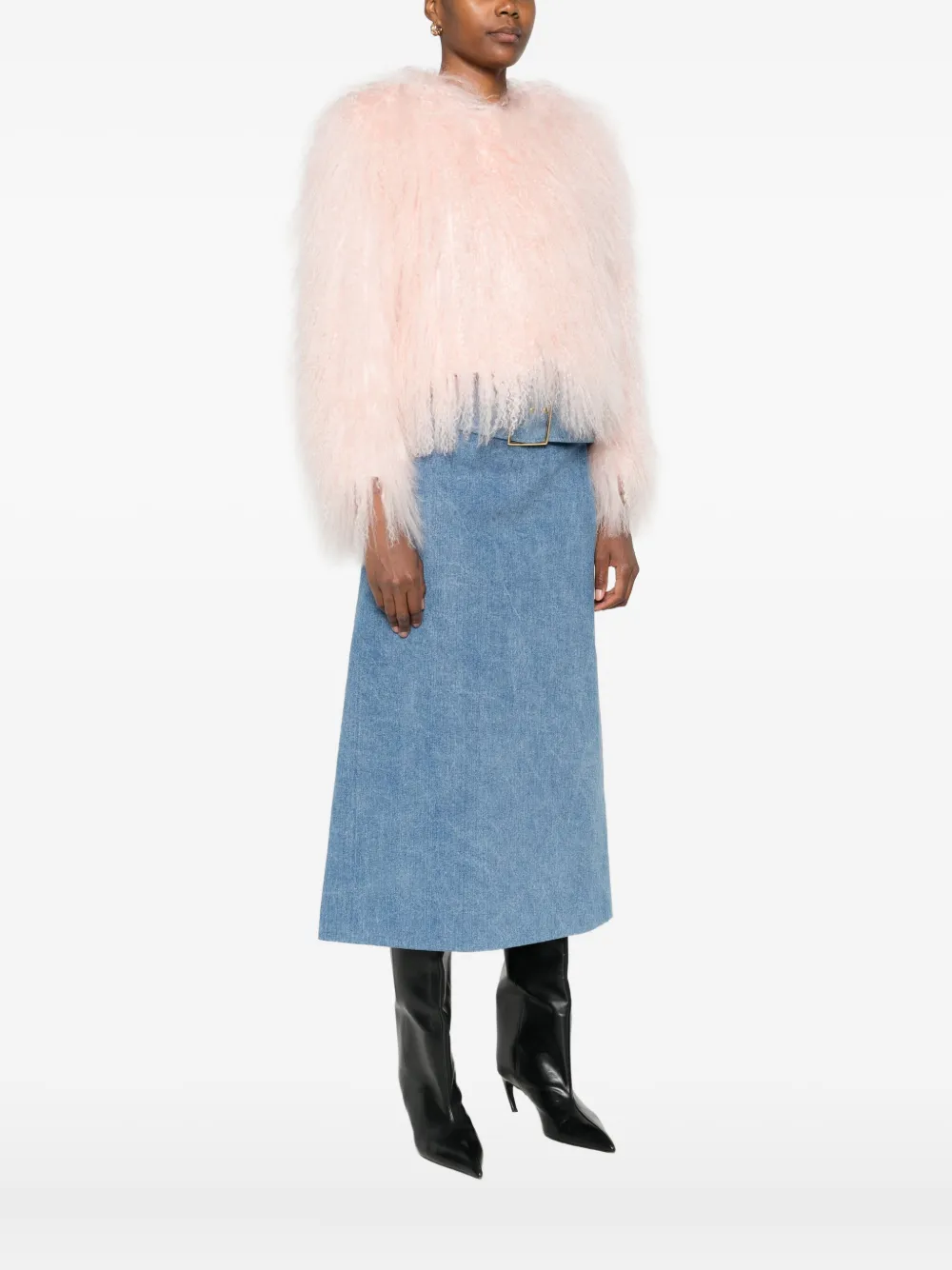 Numerootto Fluffy-textured Cropped Jacket In Pink