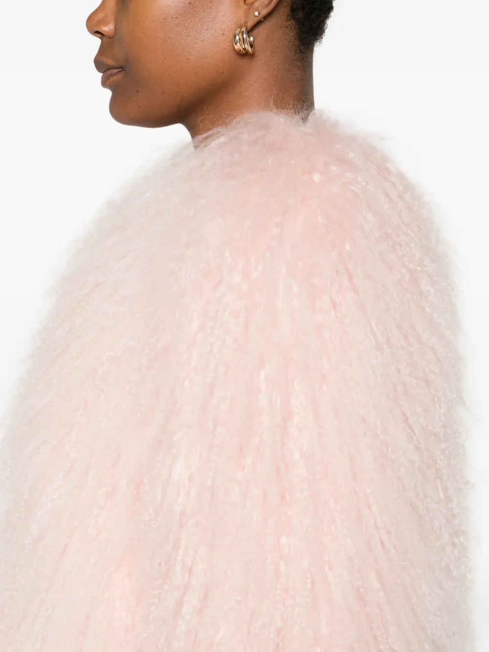 Numerootto Fluffy-textured Cropped Jacket In Pink