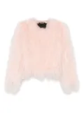 Numerootto fluffy-textured cropped jacket - Pink