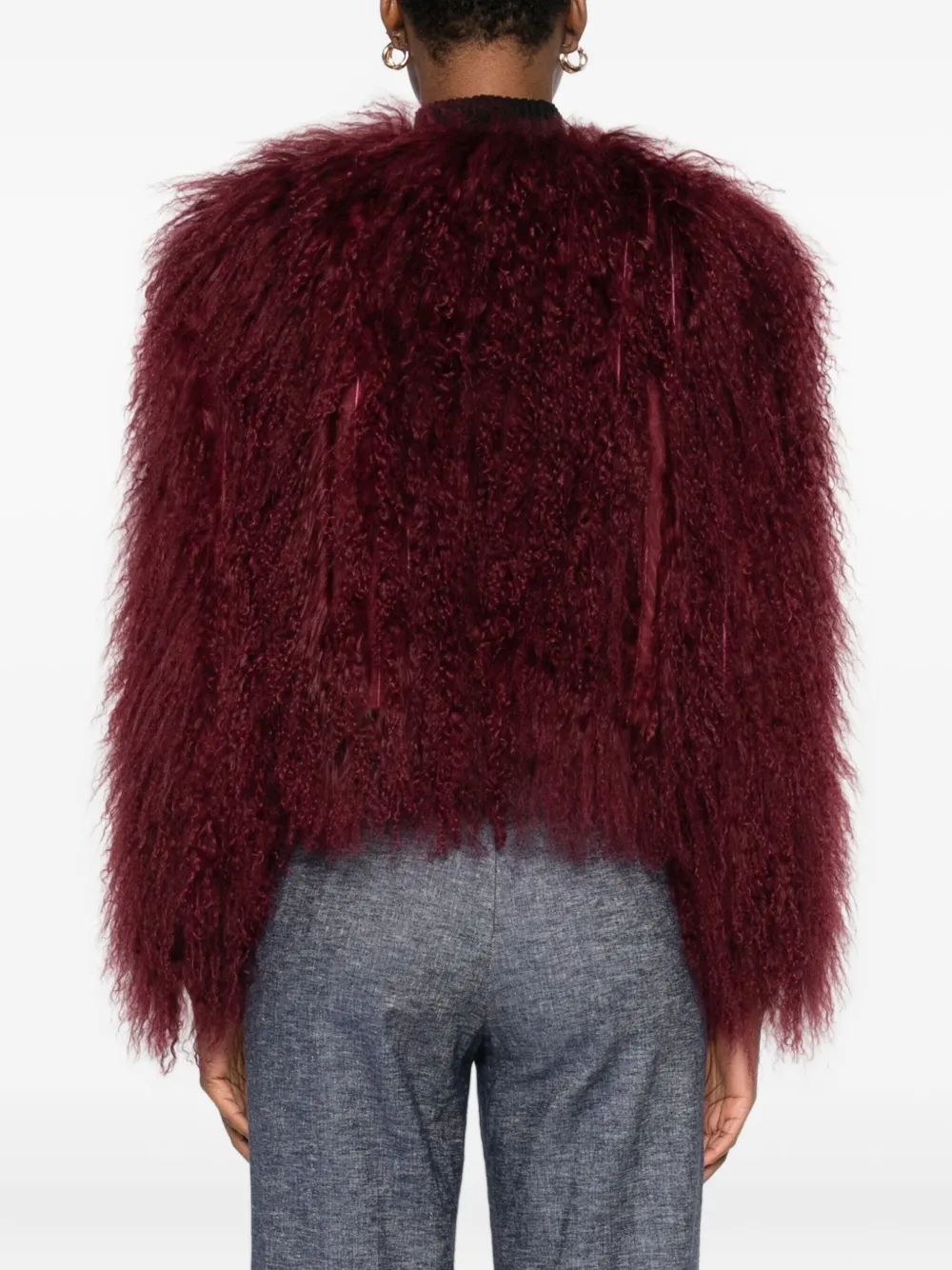 Numerootto Mongolian Fur Jacket In Red