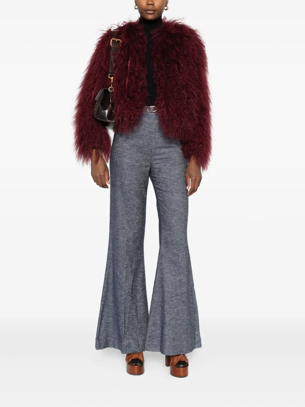Numerootto Mongolian Fur Jacket In Red