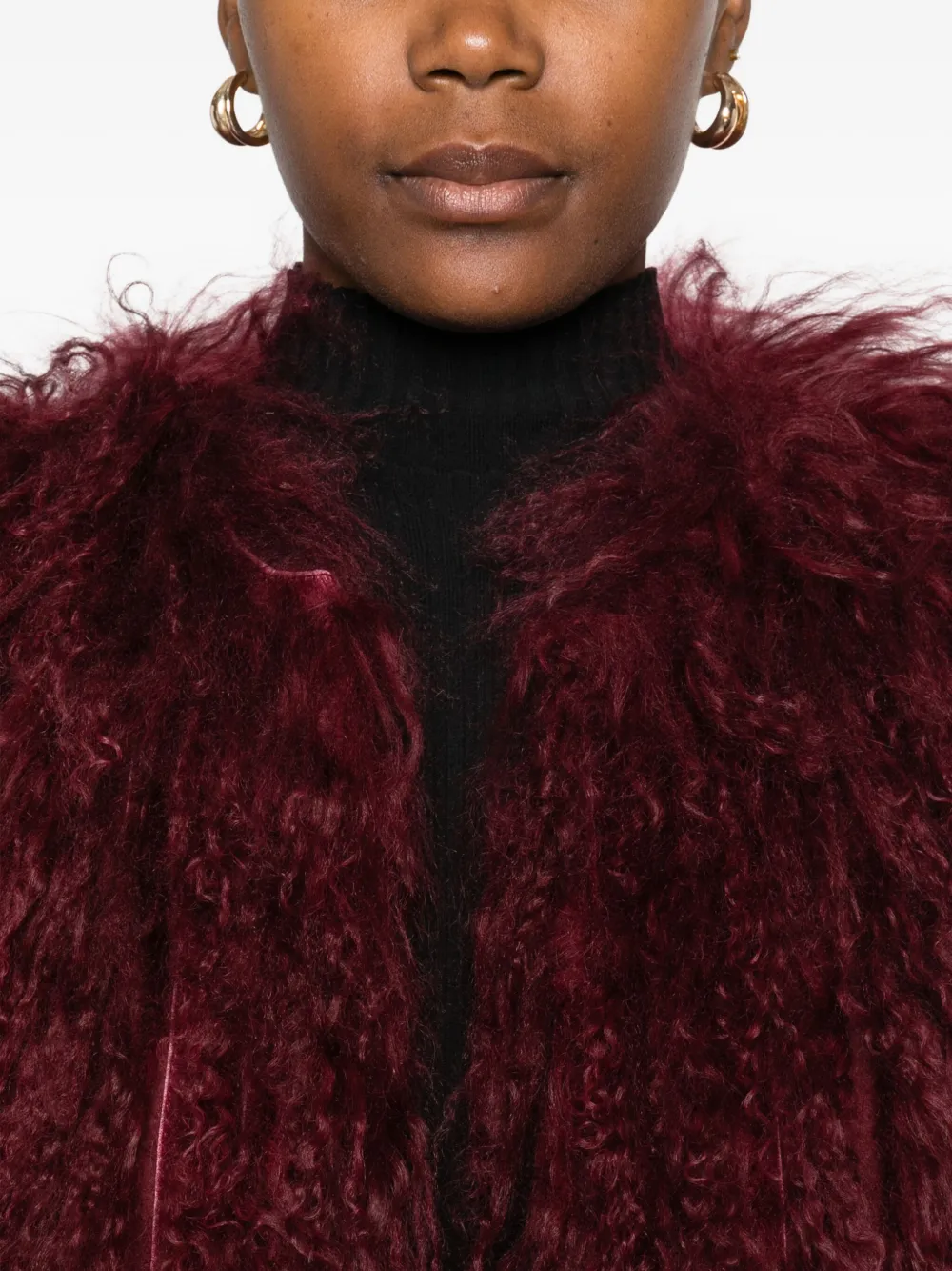 Numerootto Mongolian Fur Jacket In Red