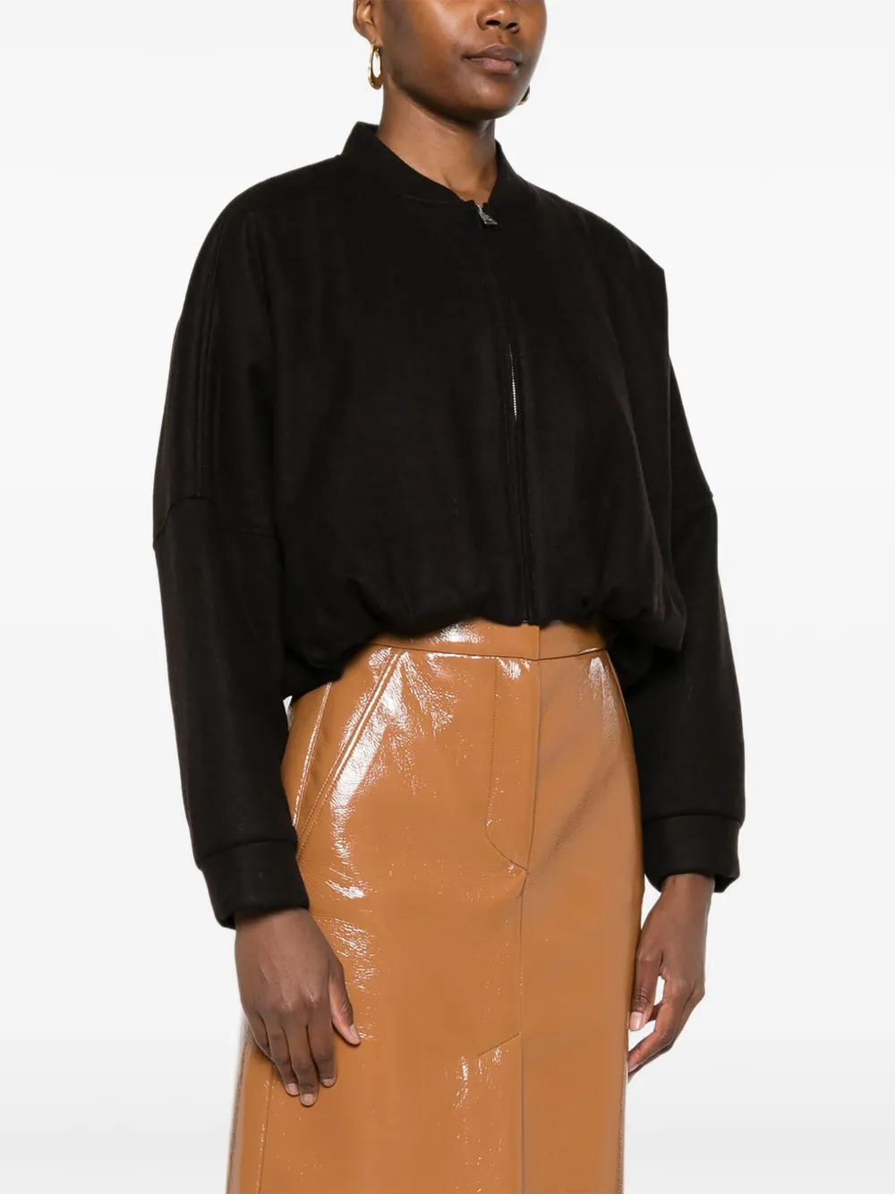 Tela Crop-length Bomber Jacket In Black