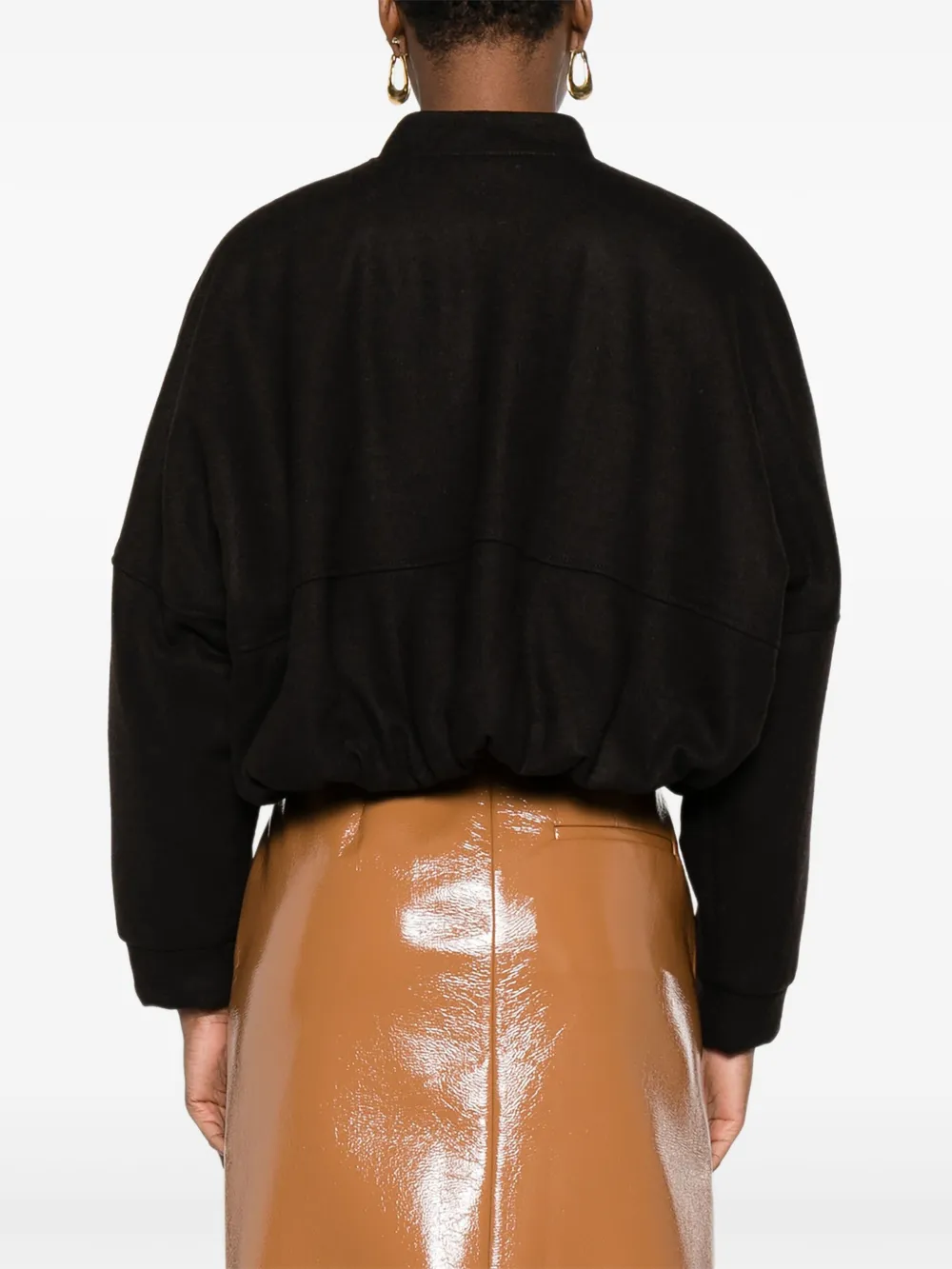 Tela Crop-length Bomber Jacket In Black