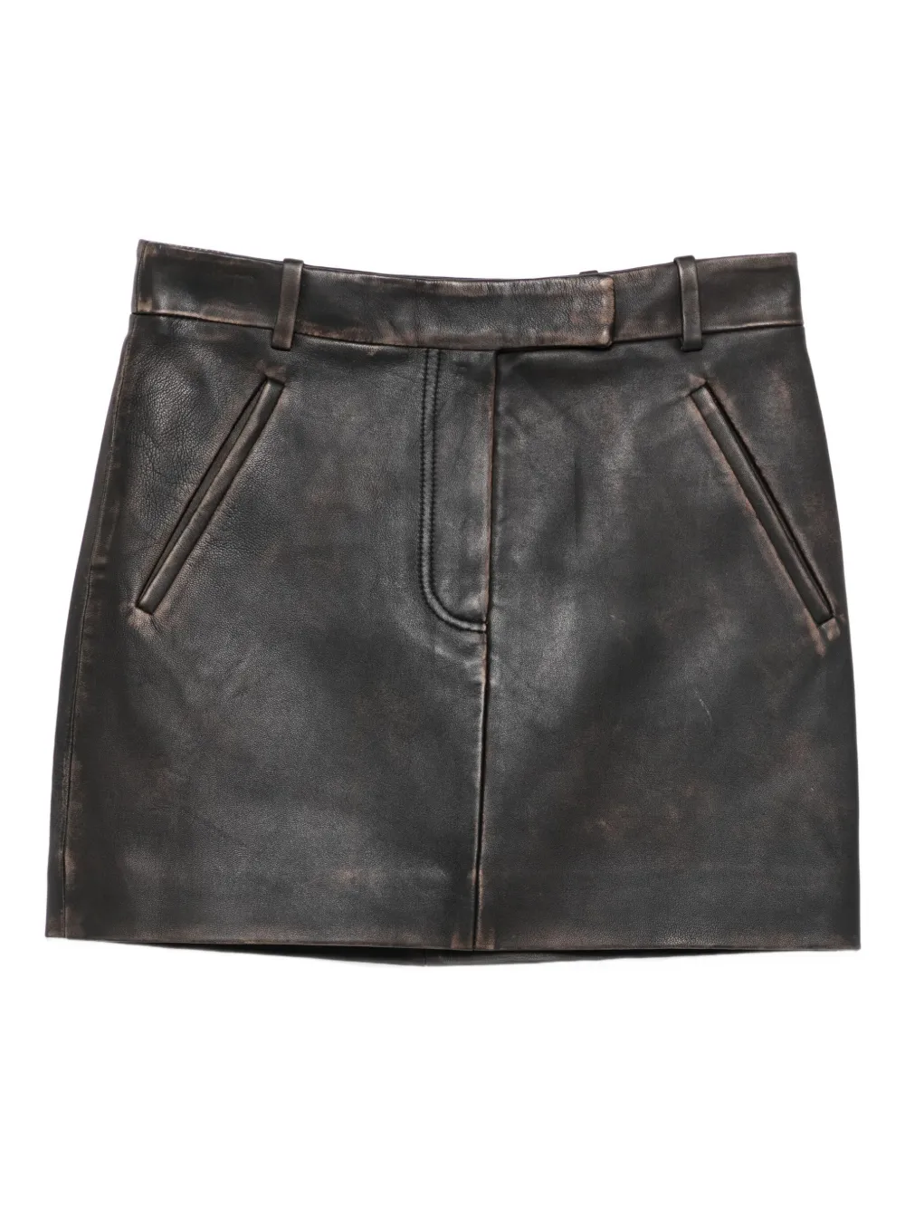 Tela Leather Mini Skirt In Black